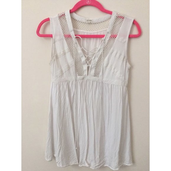 En Creme Lace Up Tunic Tank Size Small - Picture 1 of 5